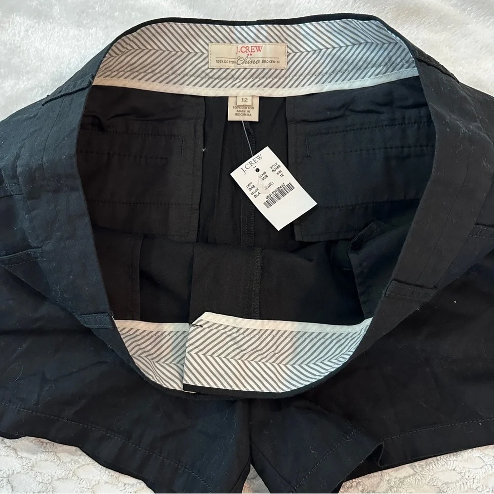 J.Crew Black Chino Broken-In Cotton Mini Shorts Size 12 | Clean Girl Classic - Picture 12 of 14